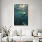Meeres Gelassene Unterwasserwelt Mit Delfinen Und Lichtspiel