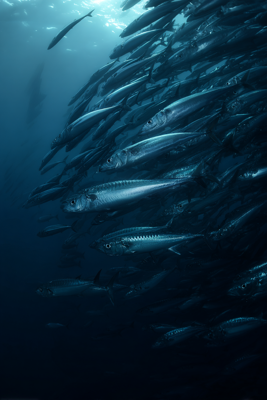 Meeres Schwarm Fische Unterwasser Dunkelblaü Naturlicht Bewegung | Meerestiere | Tiere