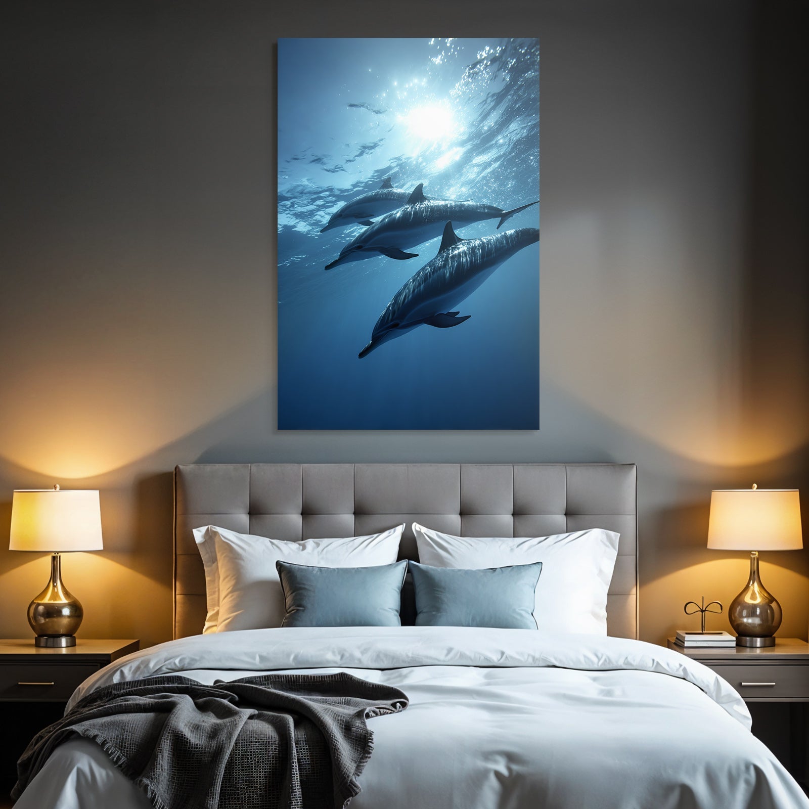 Meeres Unterwasser Delfine Im Sonnenlicht