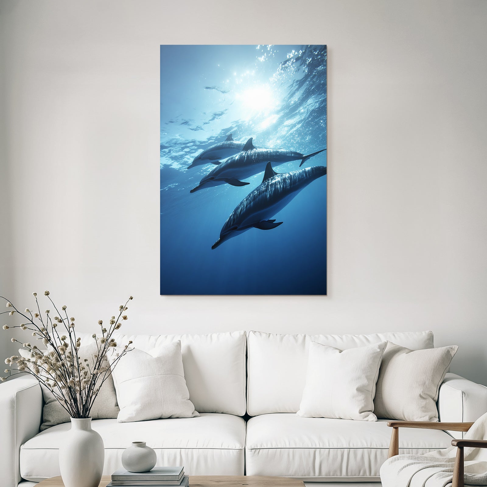 Meeres Unterwasser Delfine Im Sonnenlicht
