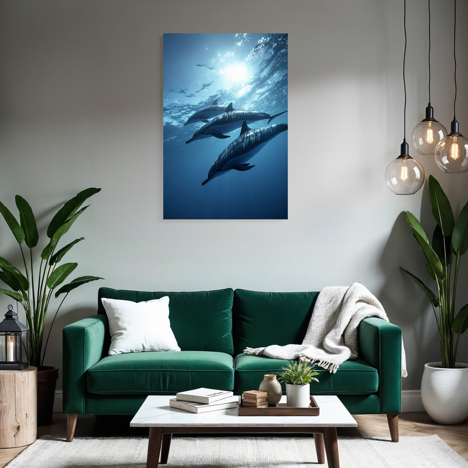 Meeres Unterwasser Delfine Im Sonnenlicht