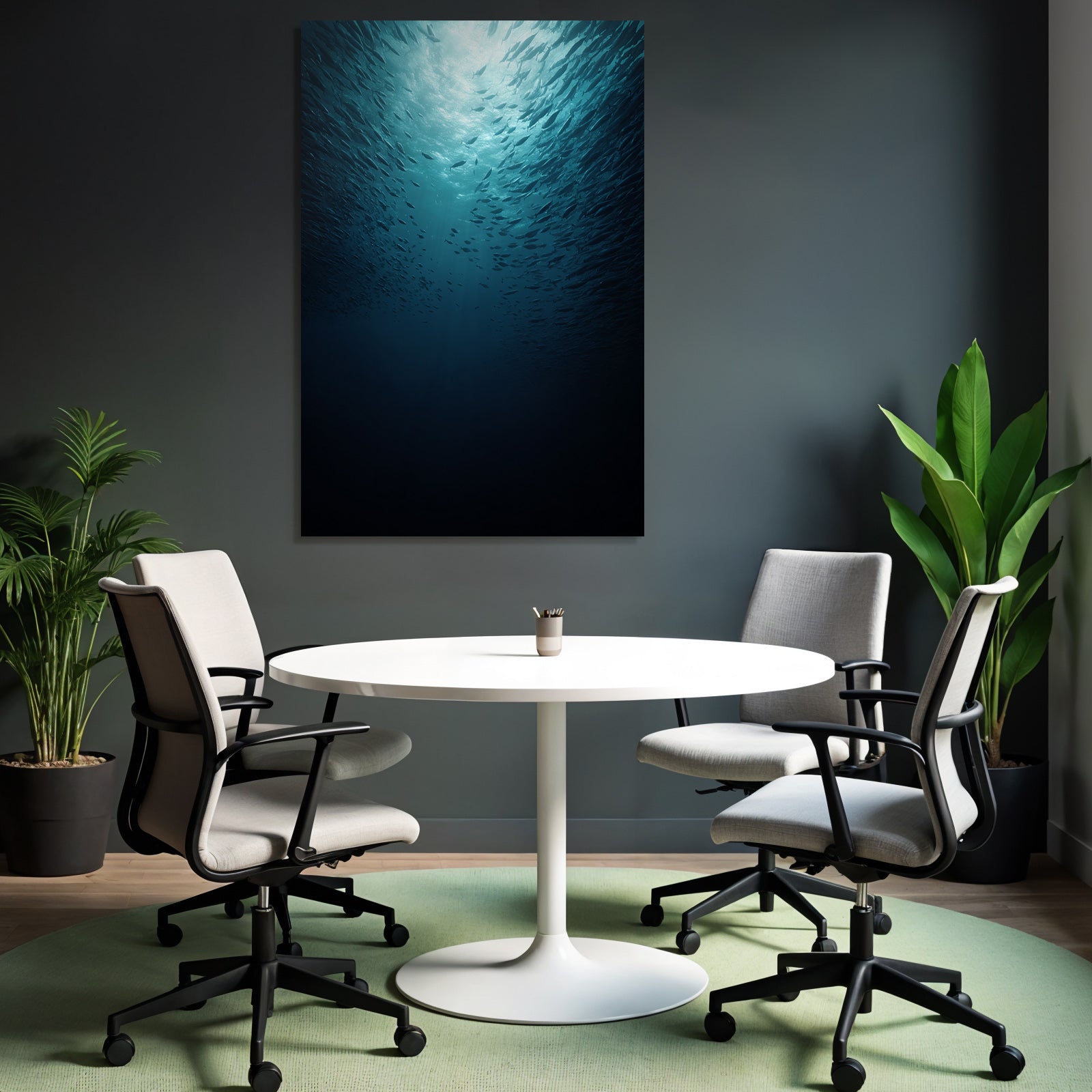 Meeres Unterwasser Szene Sonnenlicht Fischschwarm