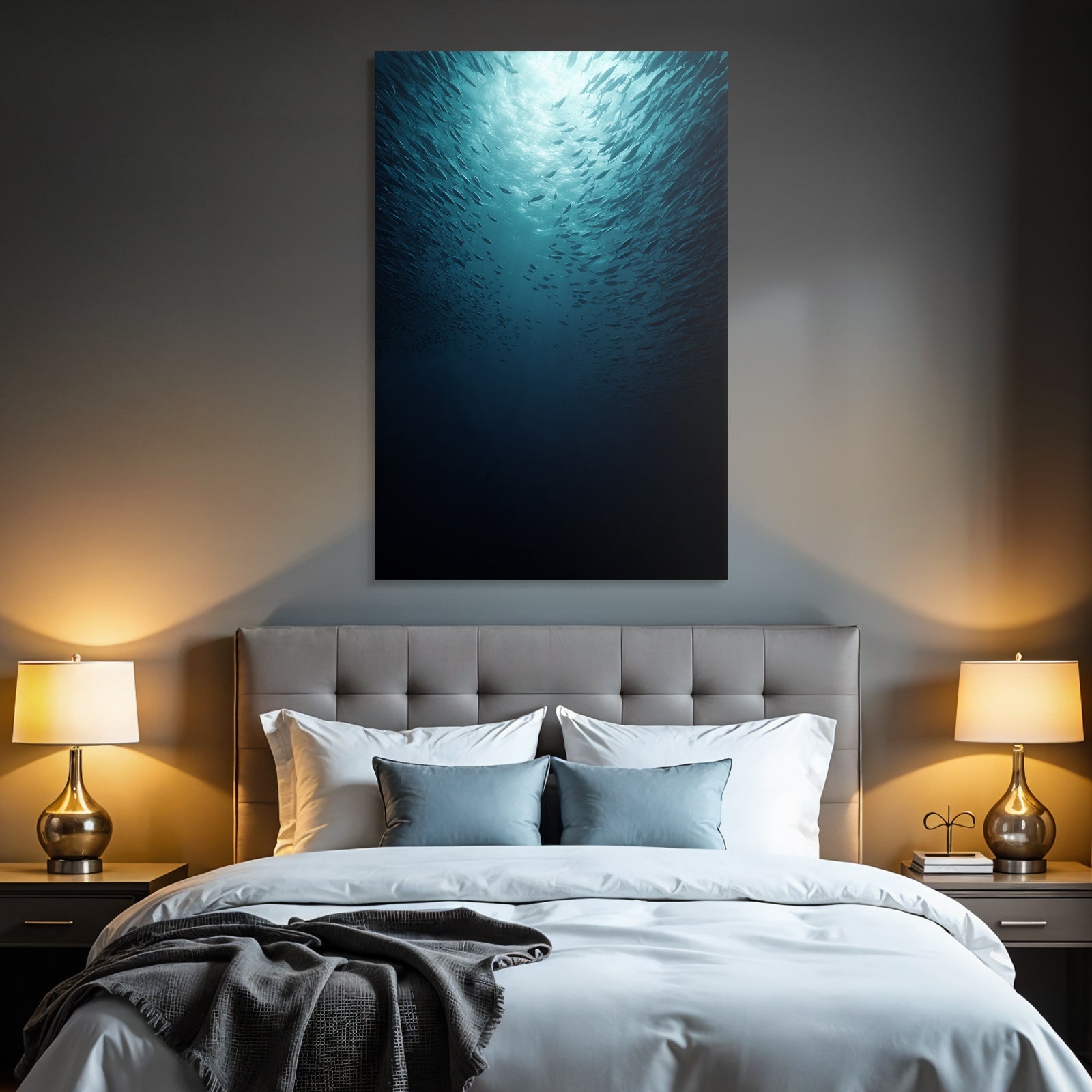 Meeres Unterwasser Szene Sonnenlicht Fischschwarm