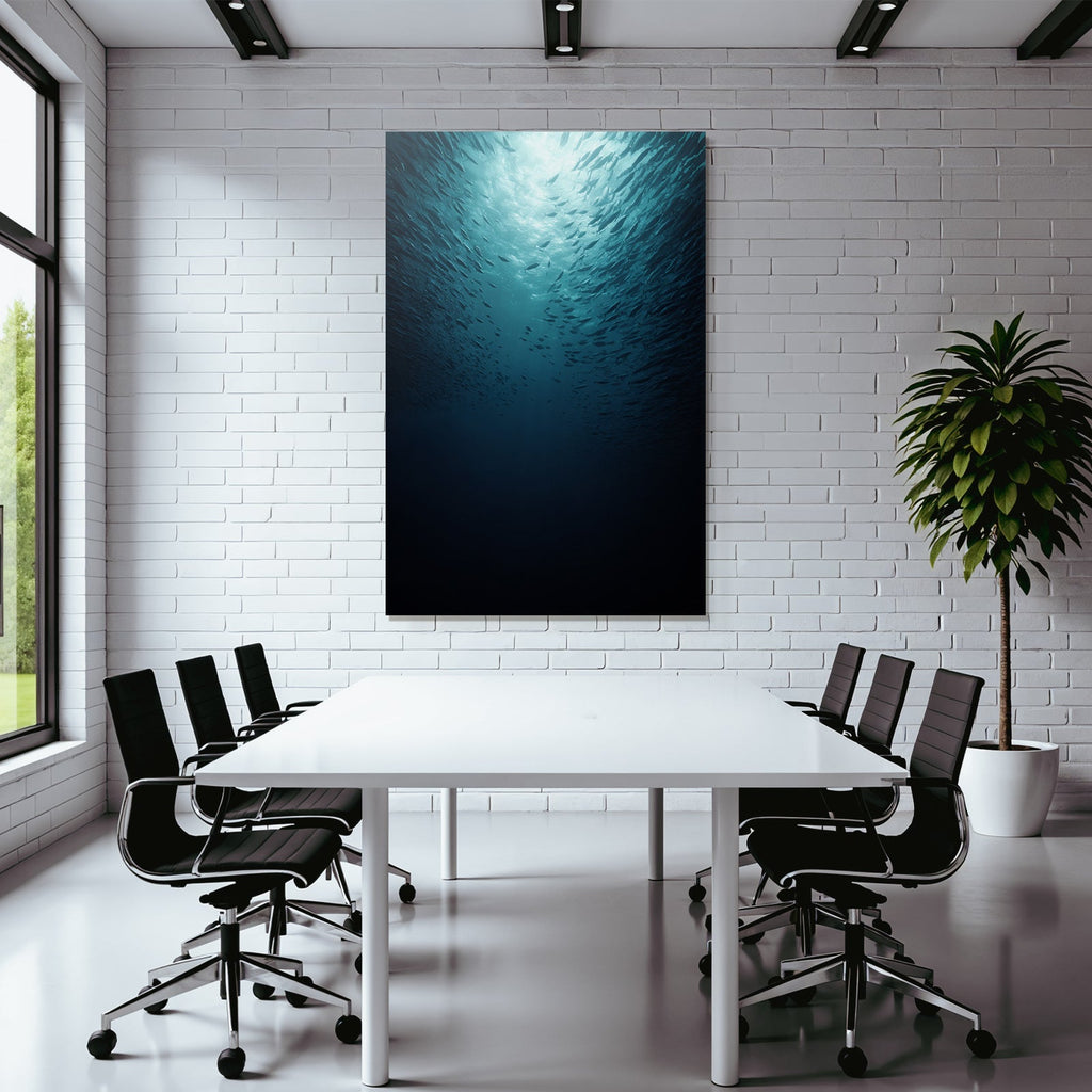 Meeres Unterwasser Szene Sonnenlicht Fischschwarm
