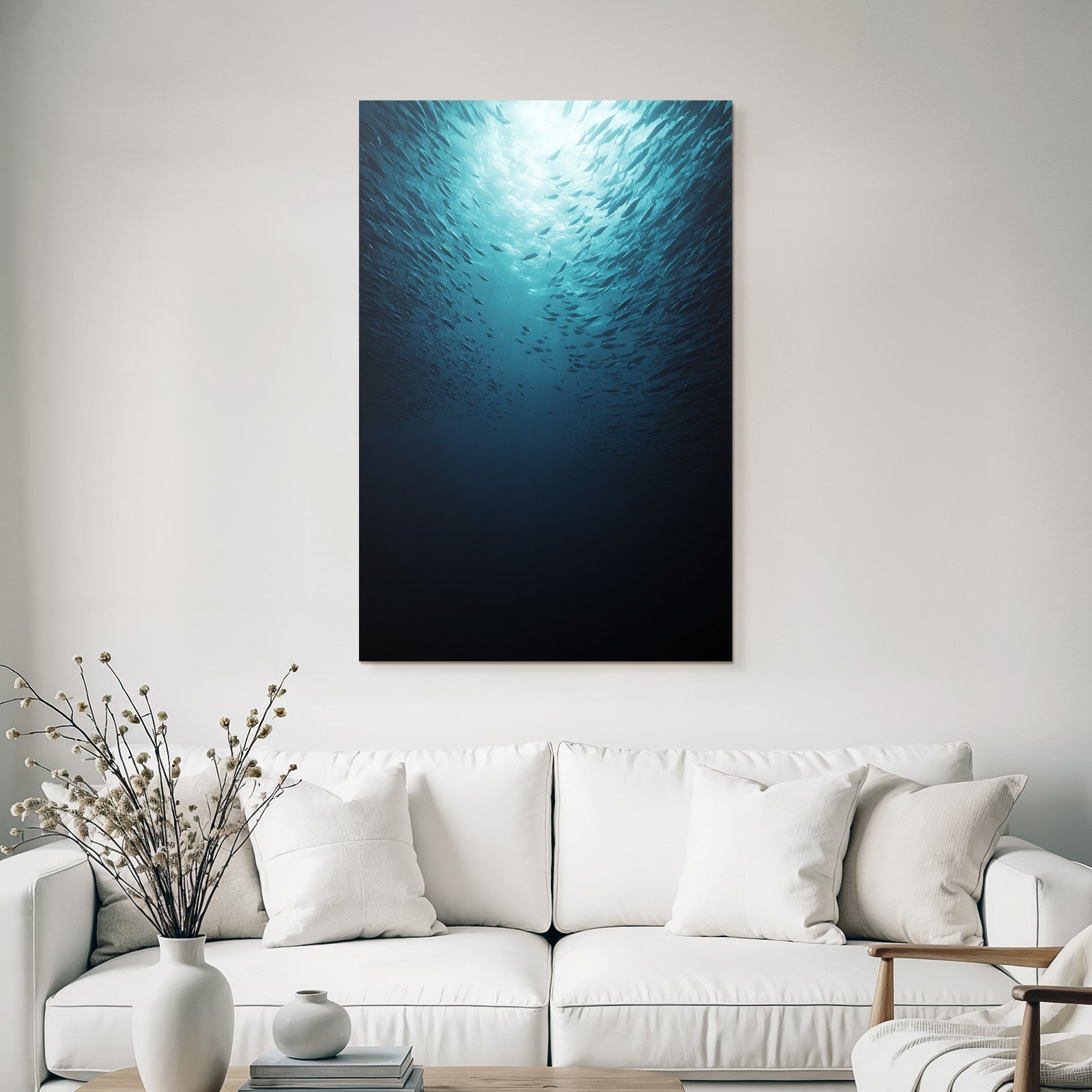 Meeres Unterwasser Szene Sonnenlicht Fischschwarm