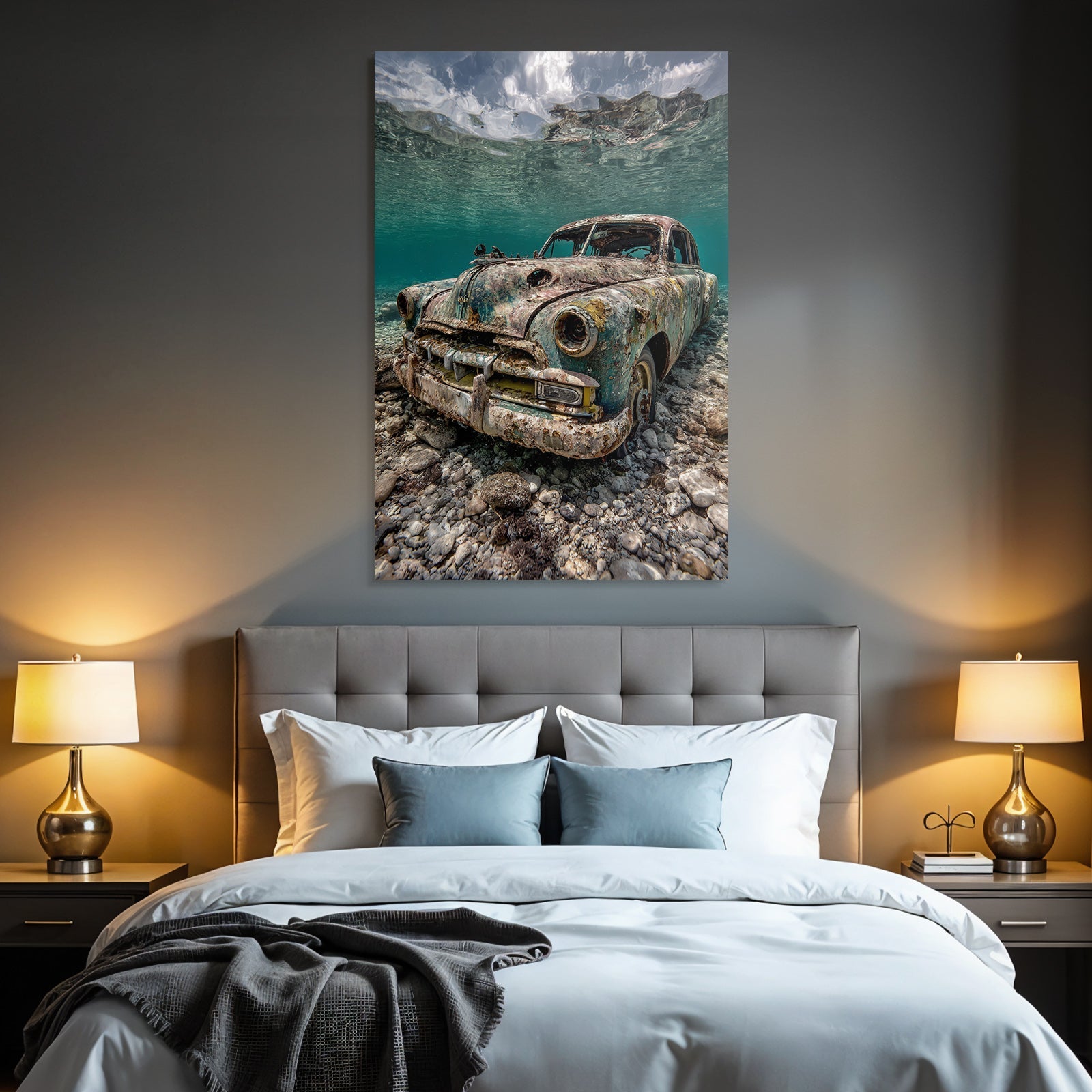 Meeres Verrostetes Vintage Auto Unterwasser Meeresboden