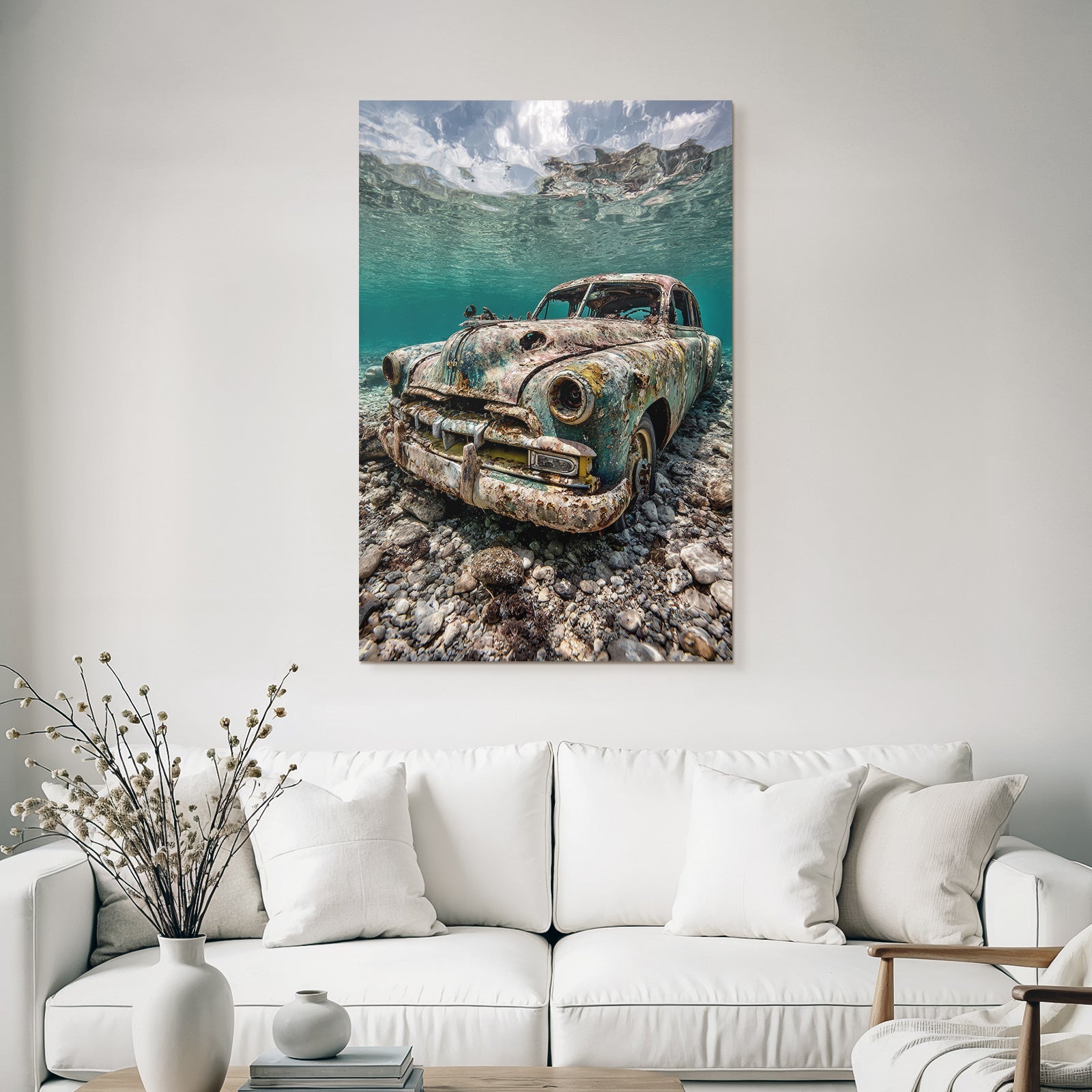 Meeres Verrostetes Vintage Auto Unterwasser Meeresboden