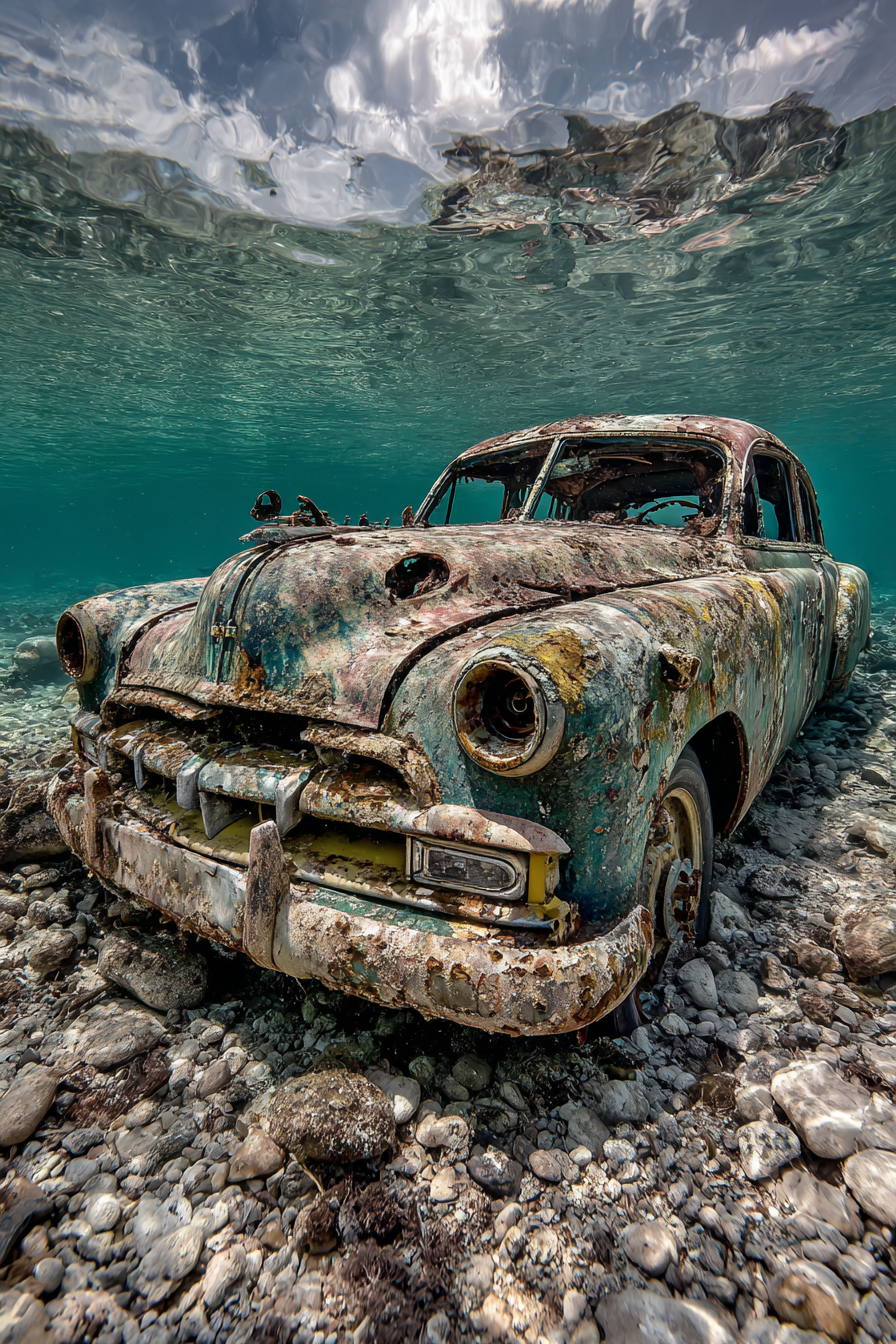 Meeres Verrostetes Vintage Auto Unterwasser Meeresboden | Meerestiere | Tiere