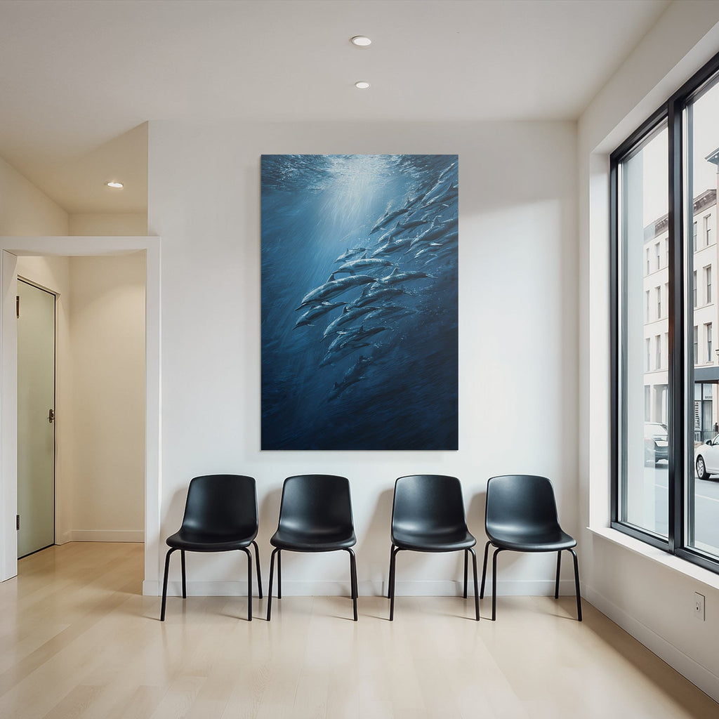 Meeres Delphinschule Unterwasser Lichtstrahlen