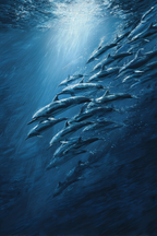 Meeres Delphinschule Unterwasser Lichtstrahlen | Meerestiere | Tiere