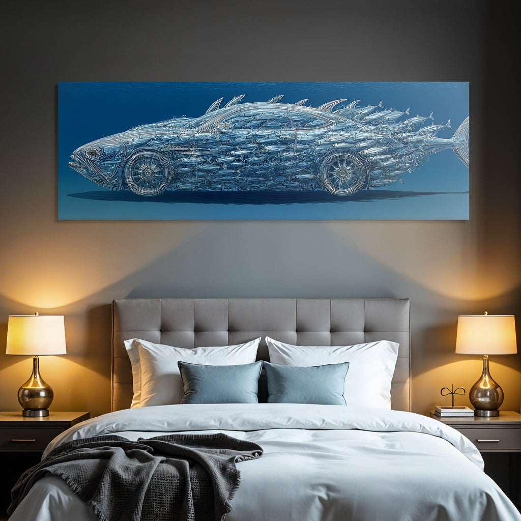 Meeres Auto Und Fisch Surreal Unterwasserlandschaft