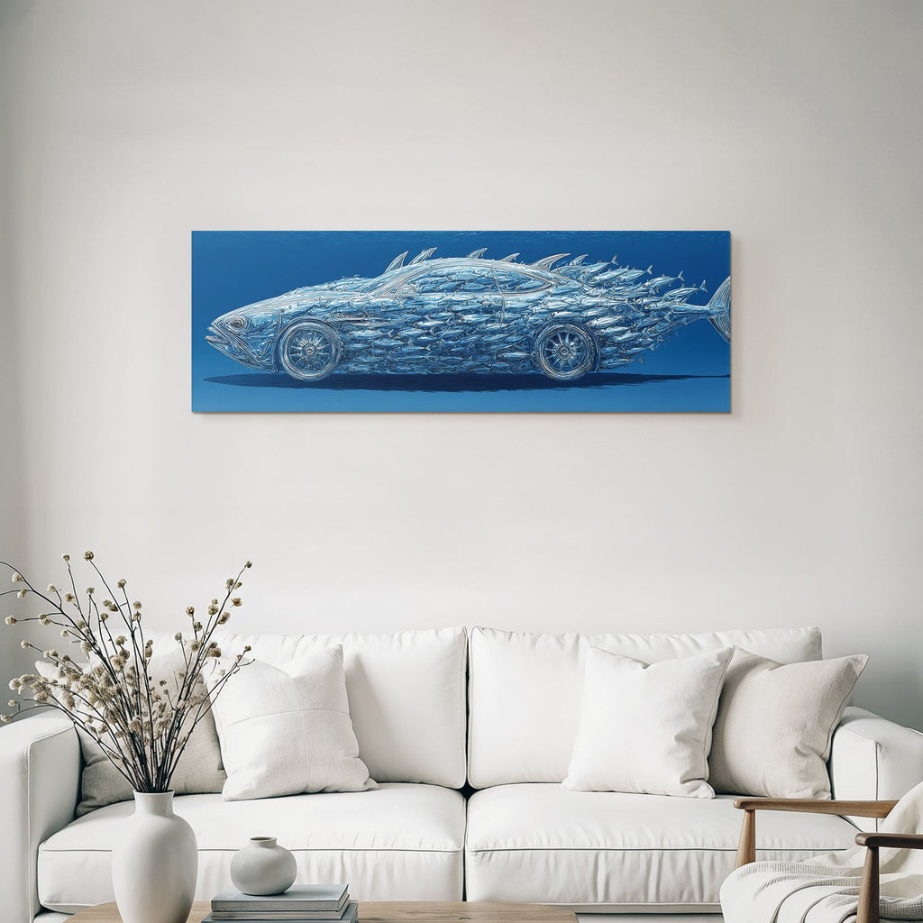 Meeres Auto Und Fisch Surreal Unterwasserlandschaft
