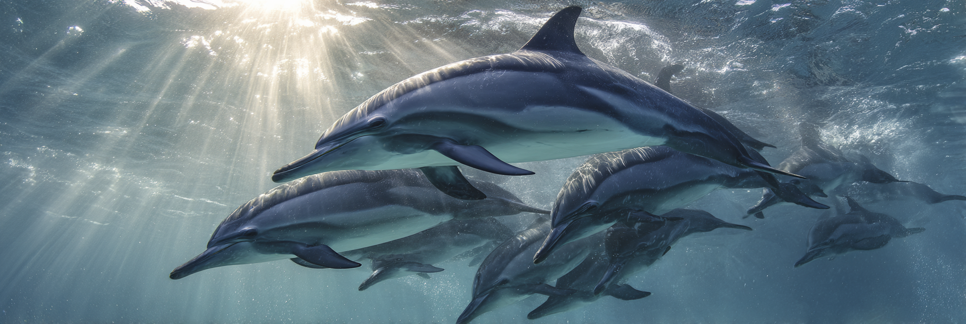 Meeres Delfine Gruppe Unterwasser Sonnenlicht Natürliche Umgebung | Meerestiere | Tiere
