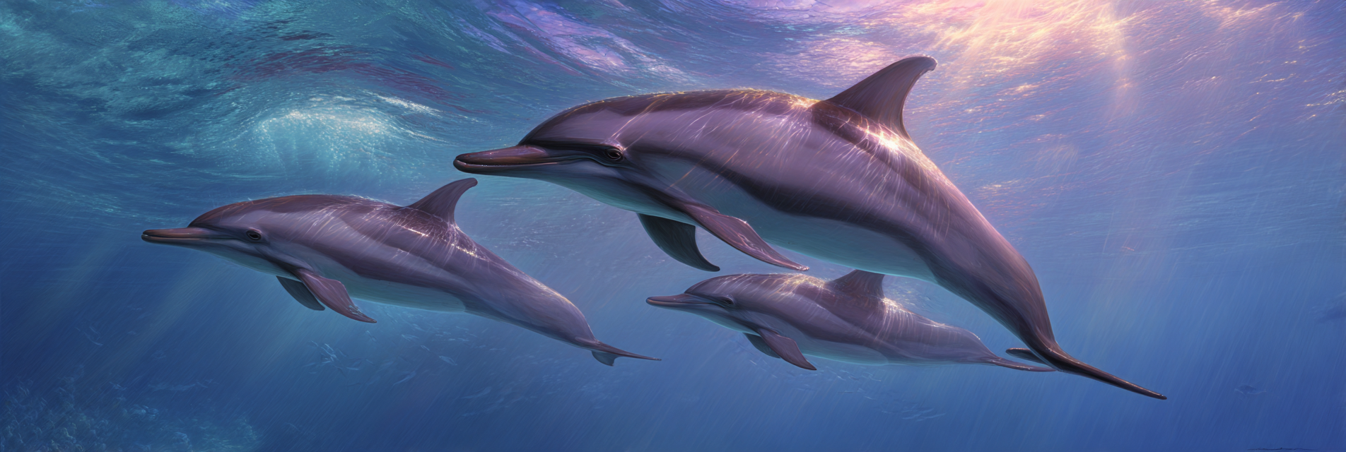 Meeres Delfine Im Ozean Schwimmen Und Spielen Im Licht | Meerestiere | Tiere