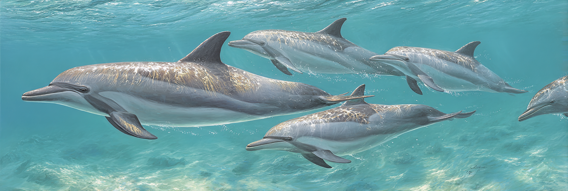 Meeres Delfine Schwimmen Unterwasser Lebhaftes Ozeanleben | Meerestiere | Tiere