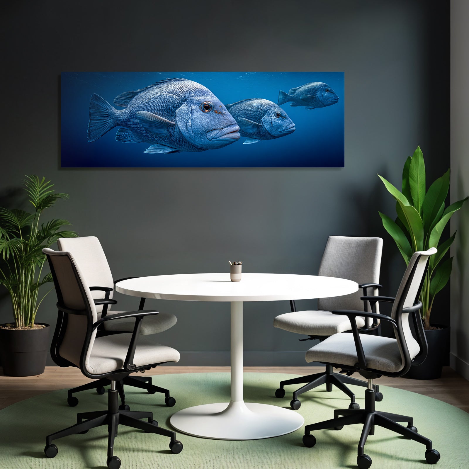Meeres Fischschwarm Im Tiefblaün Meer