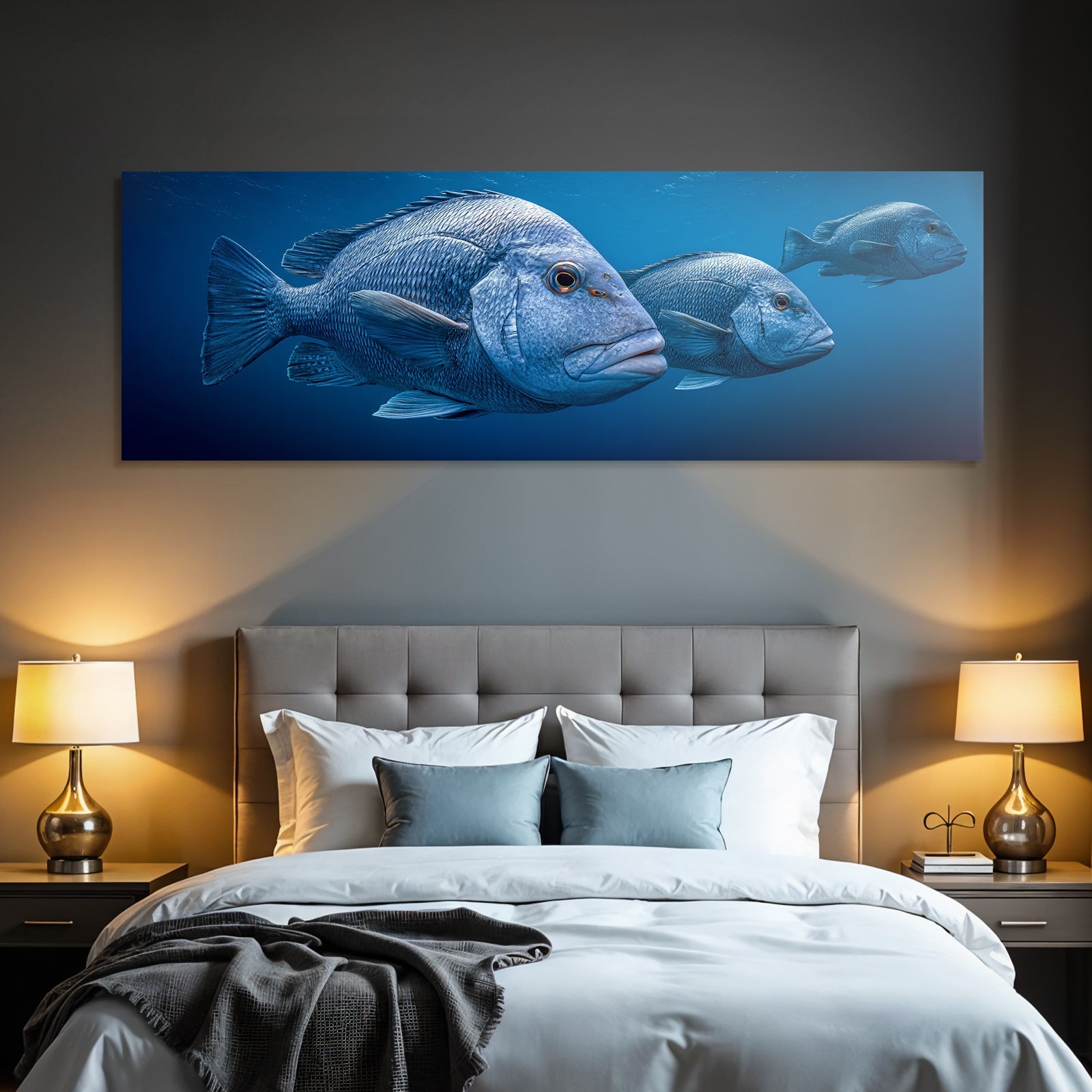 Meeres Fischschwarm Im Tiefblaün Meer