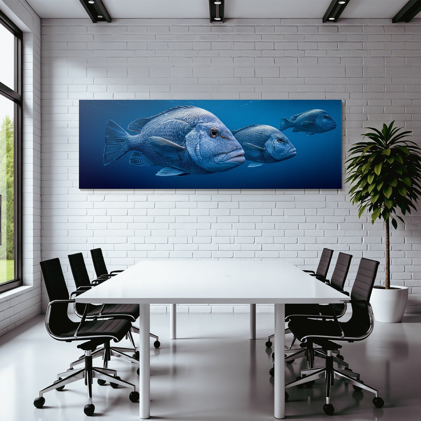 Meeres Fischschwarm Im Tiefblaün Meer