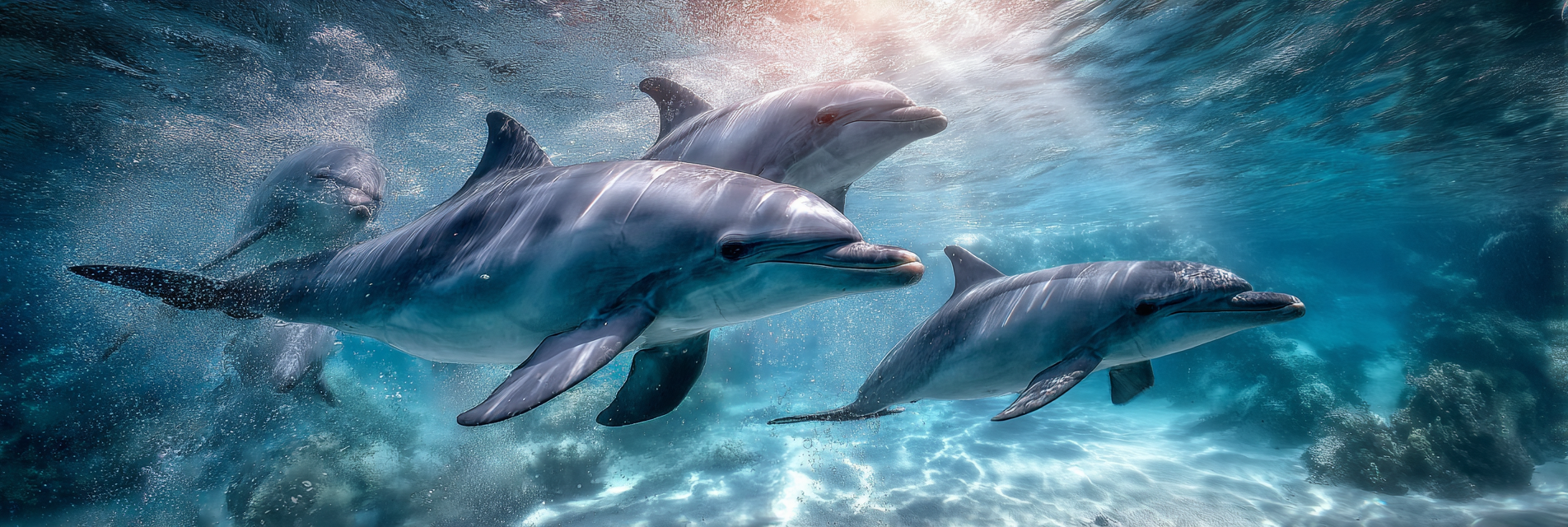 Meeres Gruppe Delfine Im Unterwasser Spielend | Meerestiere | Tiere