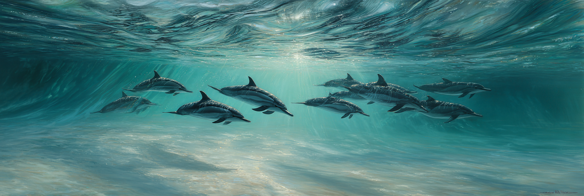 Meeres Gruppe Von Delfinen Im Wasser | Meerestiere | Tiere