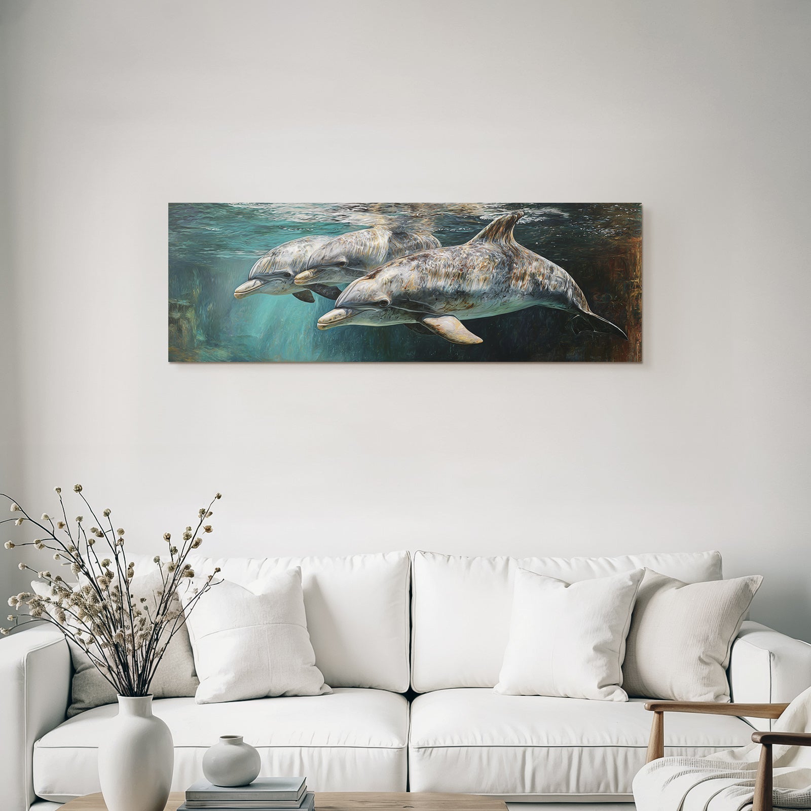 Meeres Gruppe Von Delfinen Unterwasser