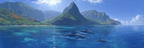 Meeres Ozeanlandschaft Mit Delfinen Und Dramatischen Bergen | Meerestiere | Tiere