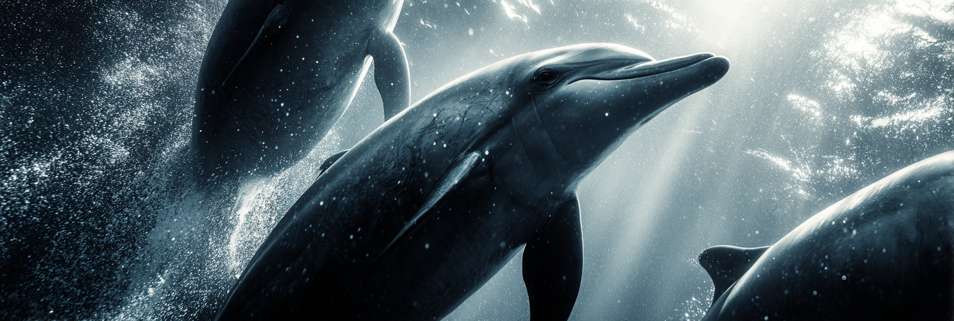 Meeres Unterwasser Delfine Halb Beleuchtet Friedliche Marinewelt | Meerestiere | Tiere