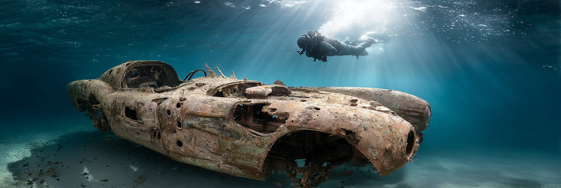 Meeres Versunkenes Auto Unterwasser Erforschung | Meerestiere | Tiere