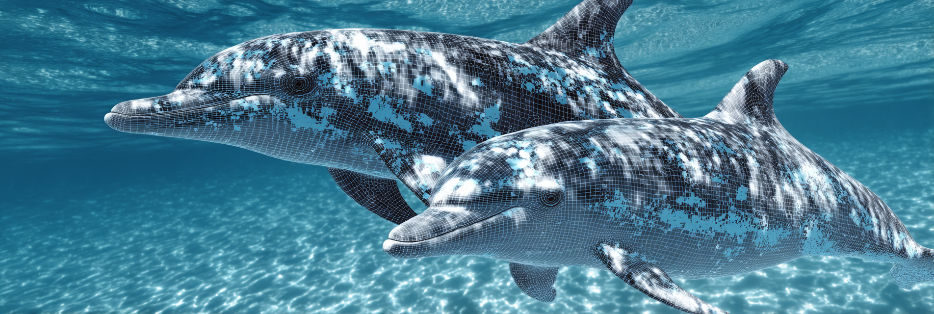 Meeres Zwei Delphine Im Unterwasser Digitaleffekt | Meerestiere | Tiere