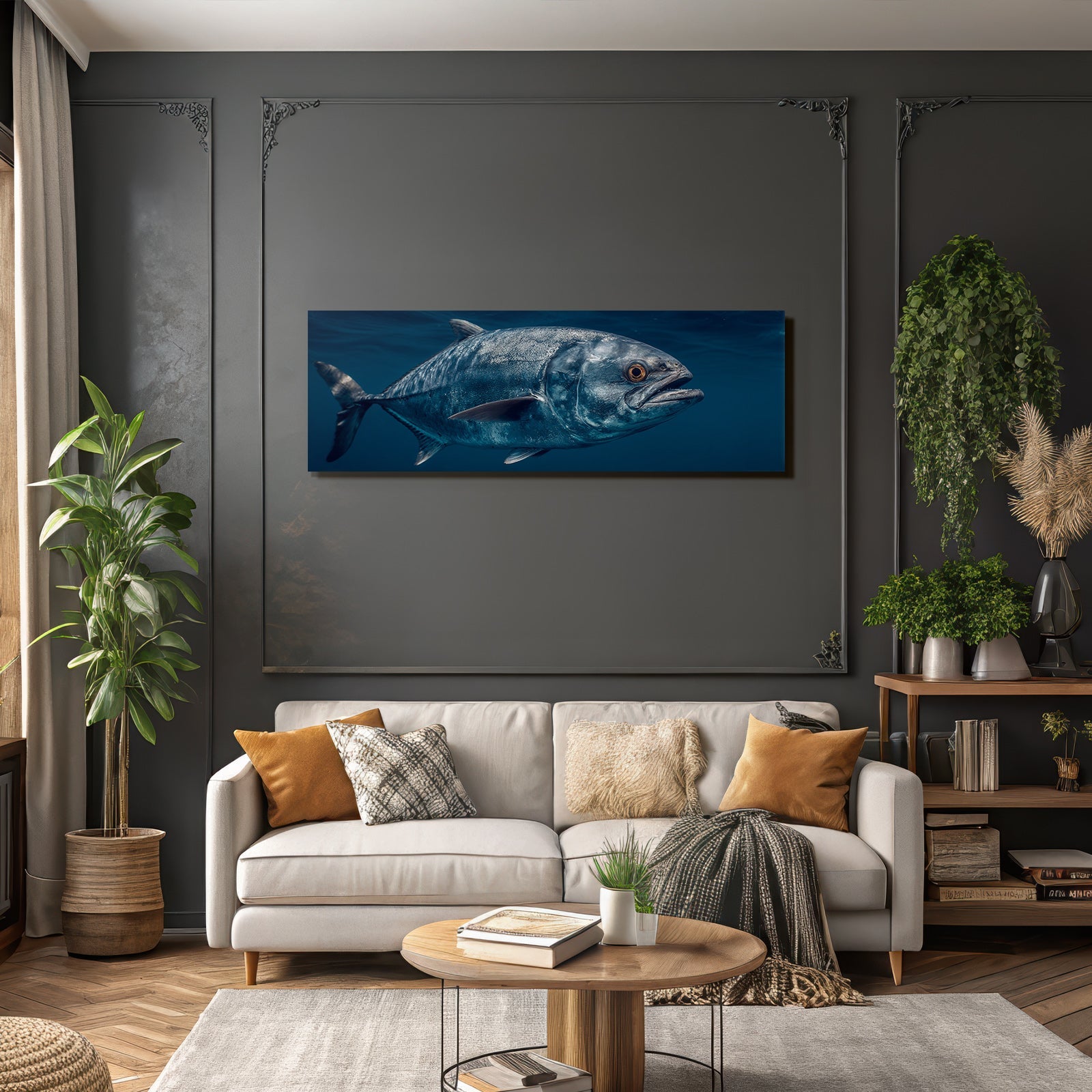 Meeres Nahaufnahme Des Fisches In Tiefem Wasser