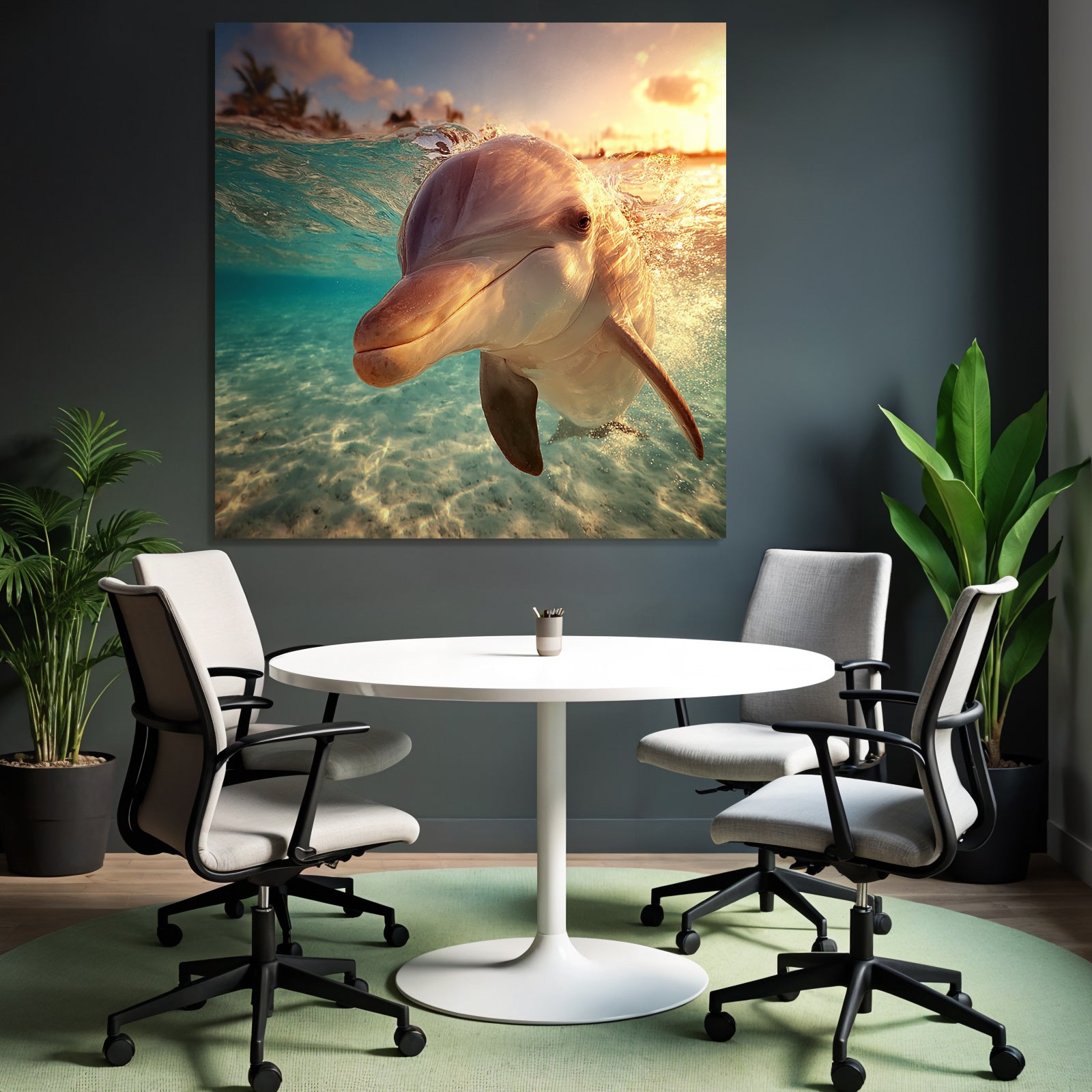 Meeres Delfin Schwimmt Im Klarem Wasser Mit Sonnenlicht