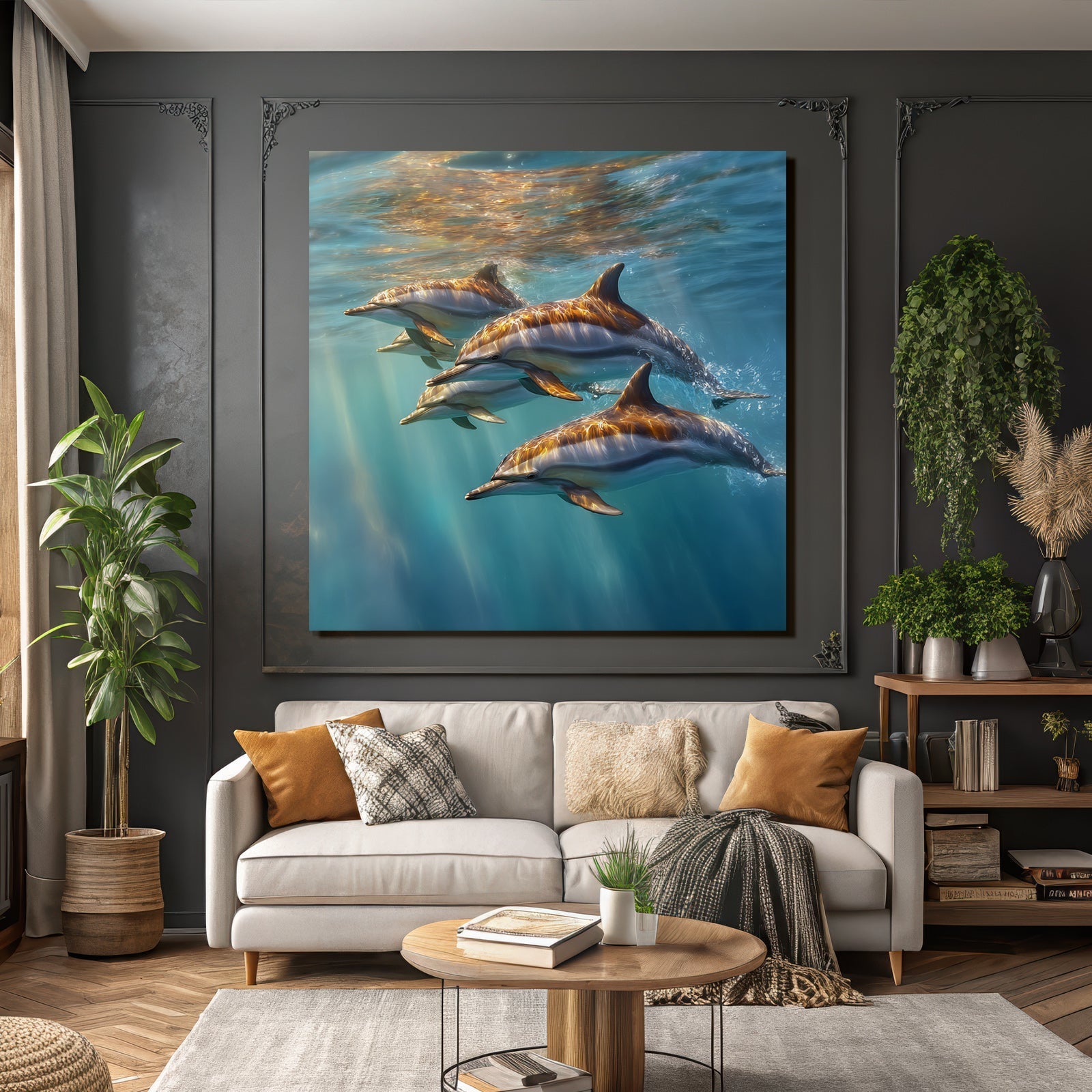Meeres Delfine Schwimmen Im Wasser Unterwasser Szene
