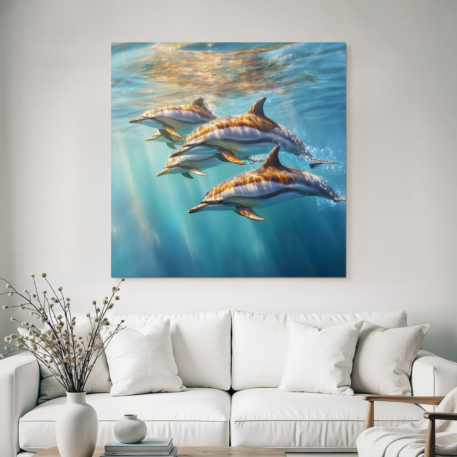 Meeres Delfine Schwimmen Im Wasser Unterwasser Szene