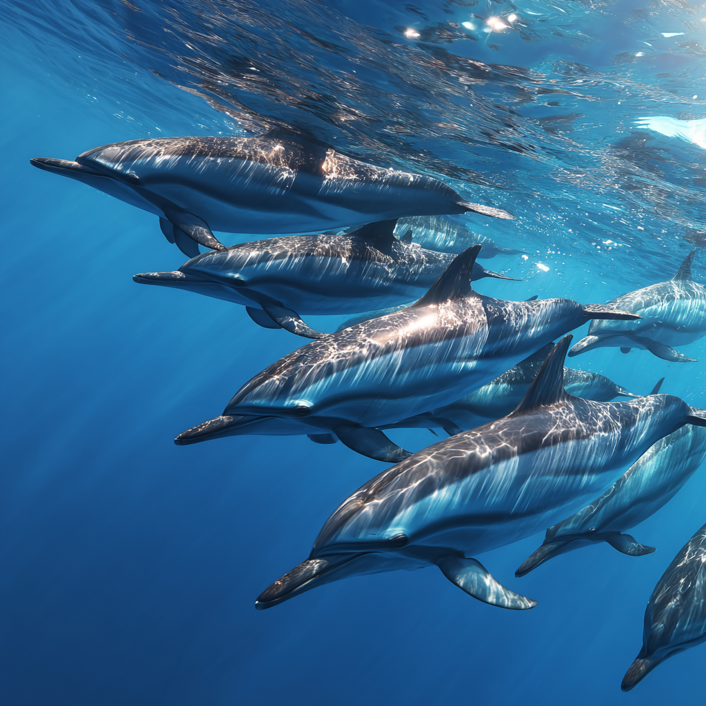 Meeres Delfine Unterwasser Klarblaü Wasser Sonnenlicht | Meerestiere | Tiere