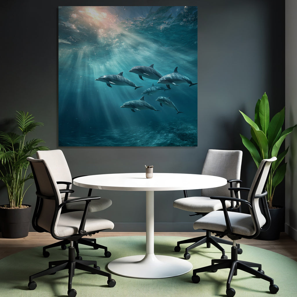 Meeres Delfine Unterwasser Lichtstrahlen