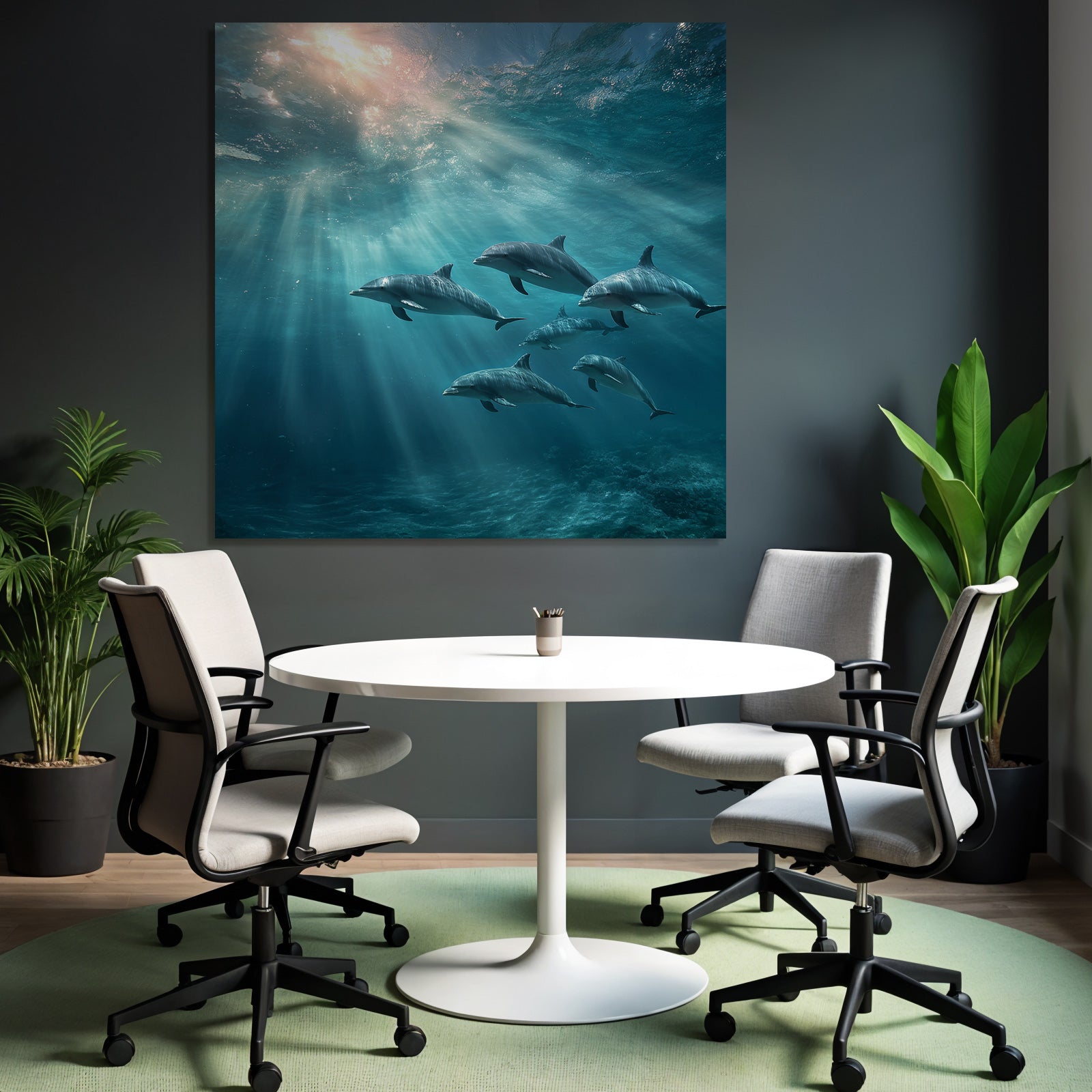 Meeres Delfine Unterwasser Lichtstrahlen