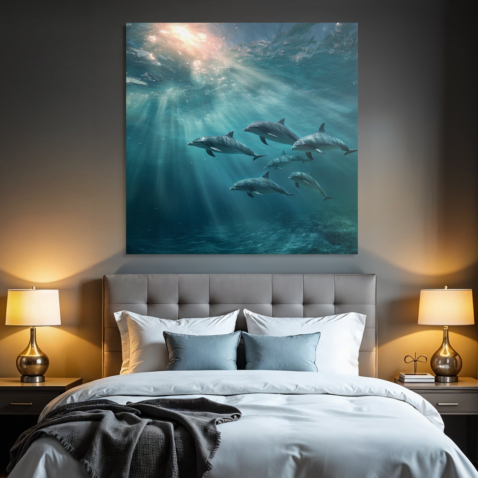 Meeres Delfine Unterwasser Lichtstrahlen
