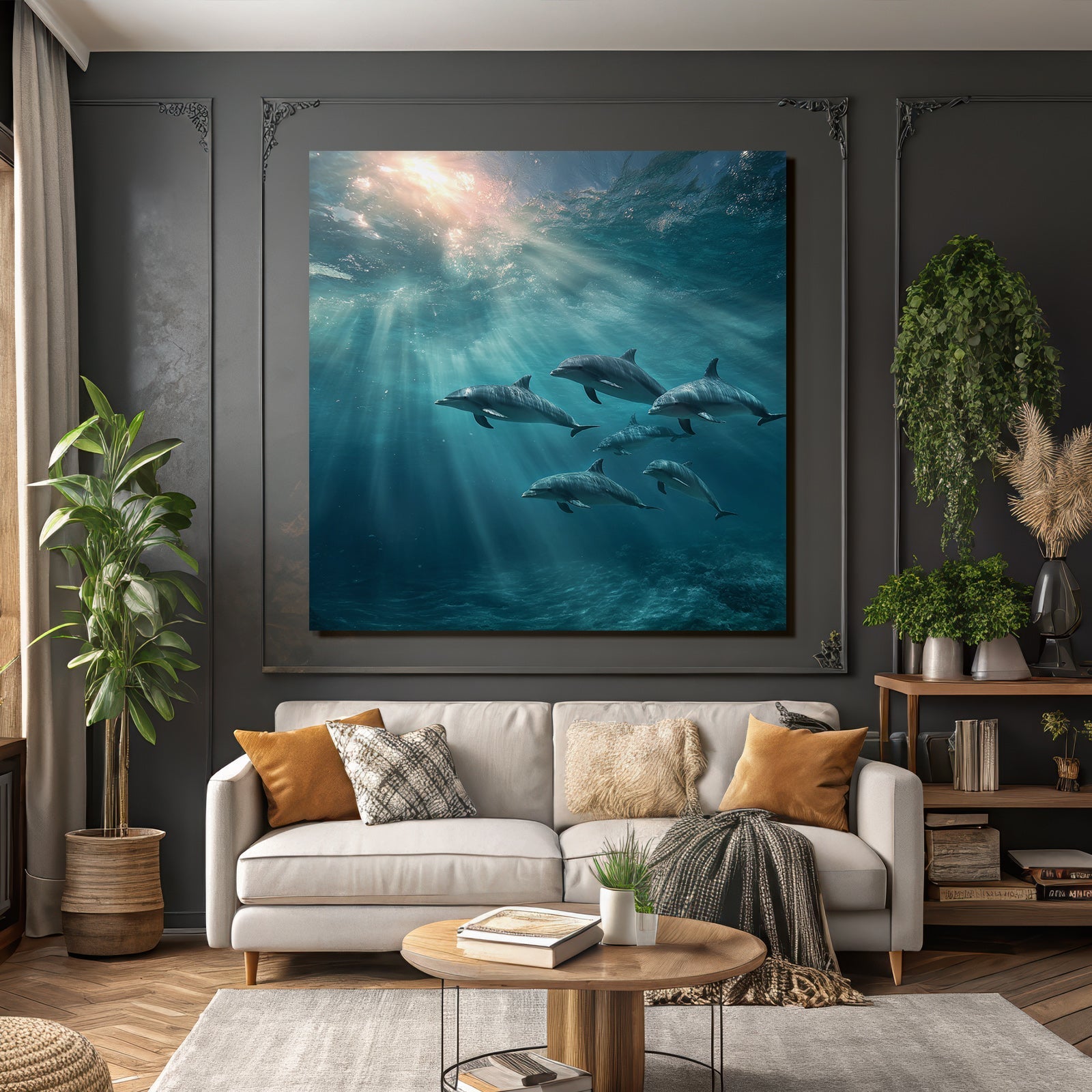 Meeres Delfine Unterwasser Lichtstrahlen