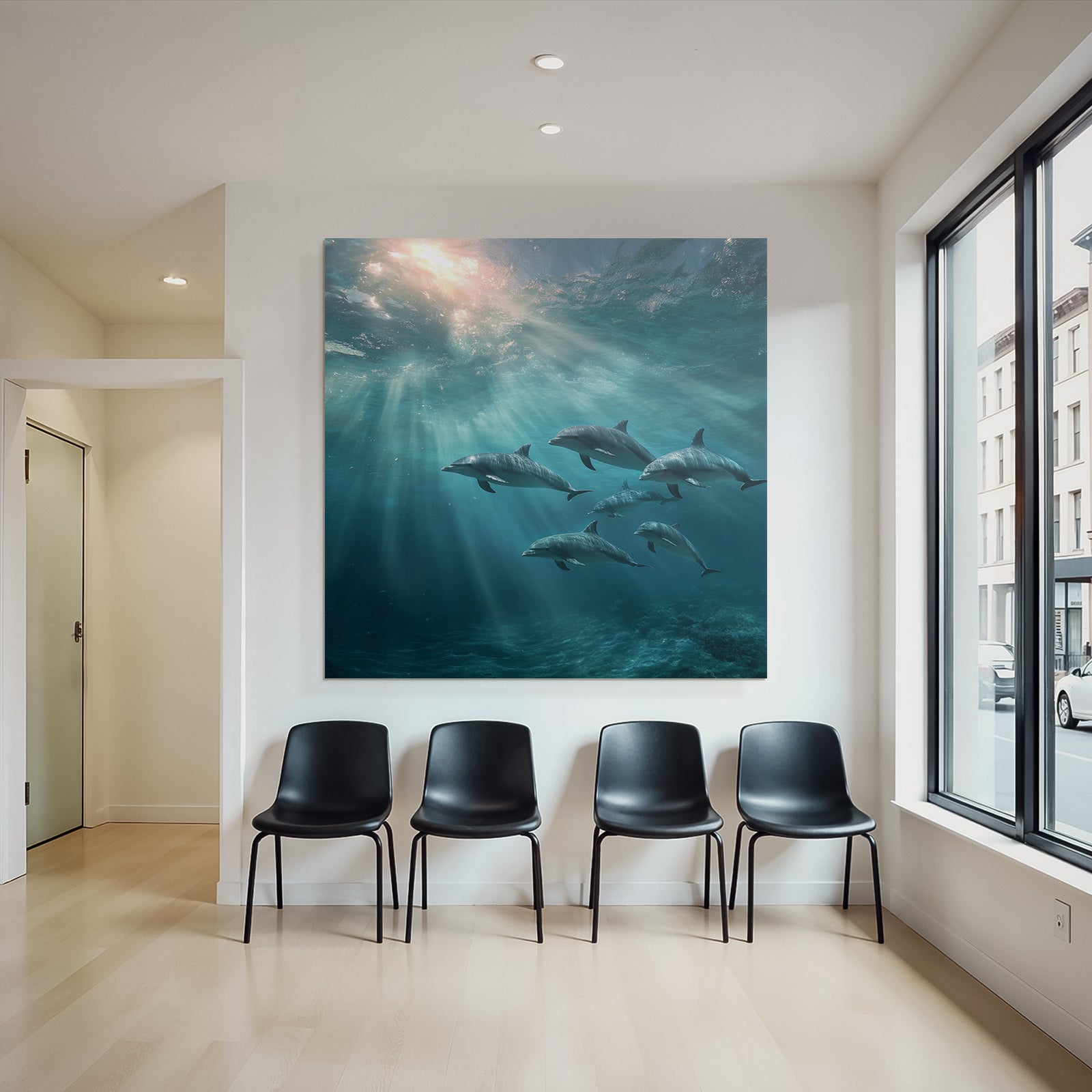 Meeres Delfine Unterwasser Lichtstrahlen