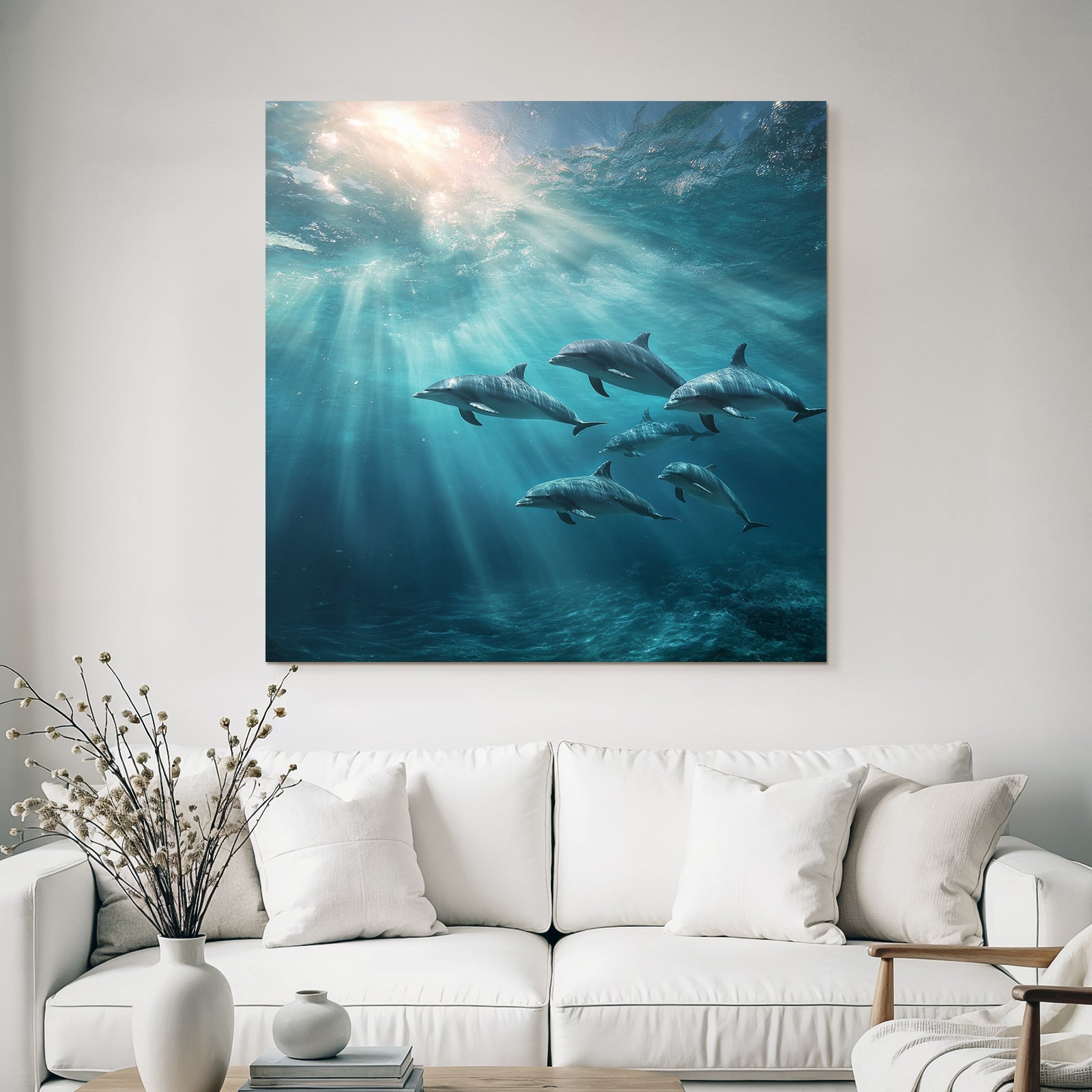 Meeres Delfine Unterwasser Lichtstrahlen