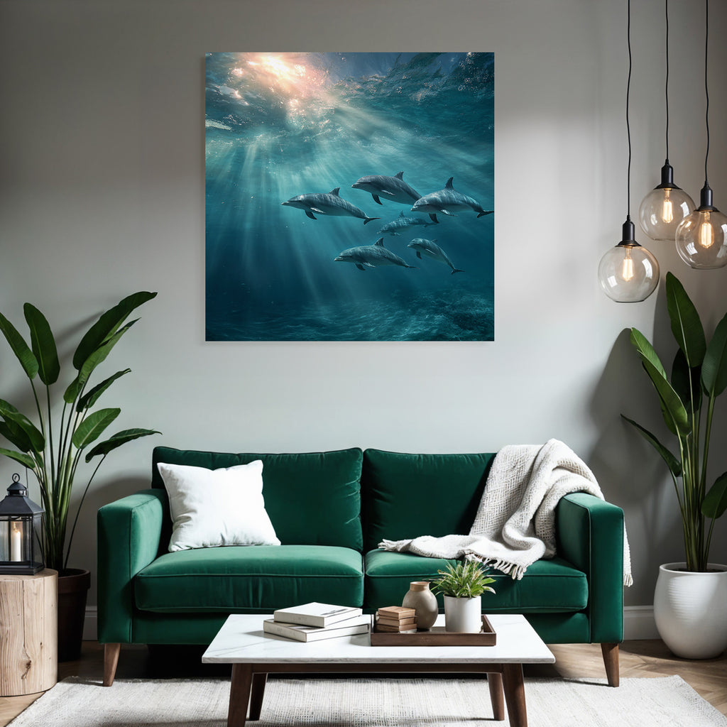 Meeres Delfine Unterwasser Lichtstrahlen