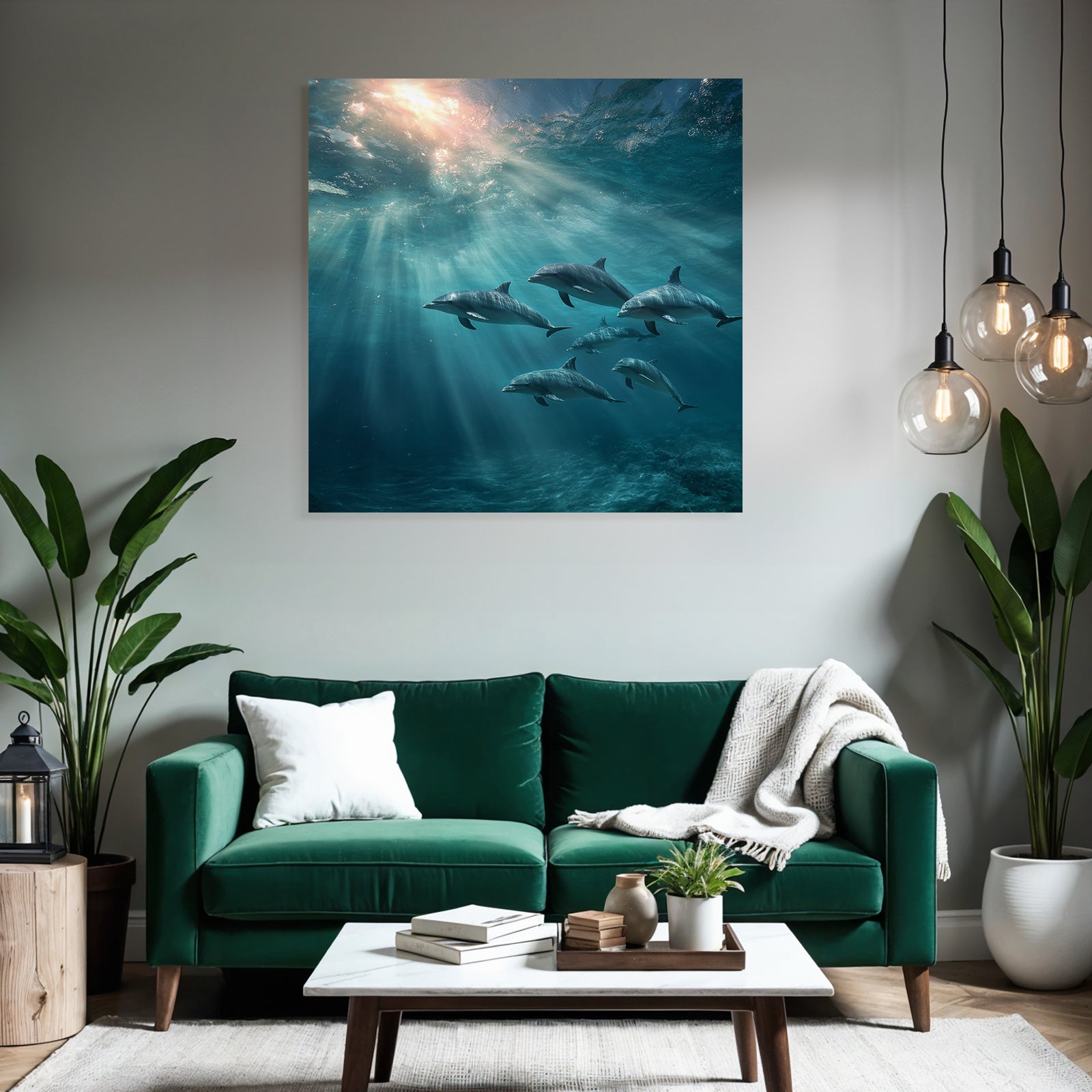 Meeres Delfine Unterwasser Lichtstrahlen