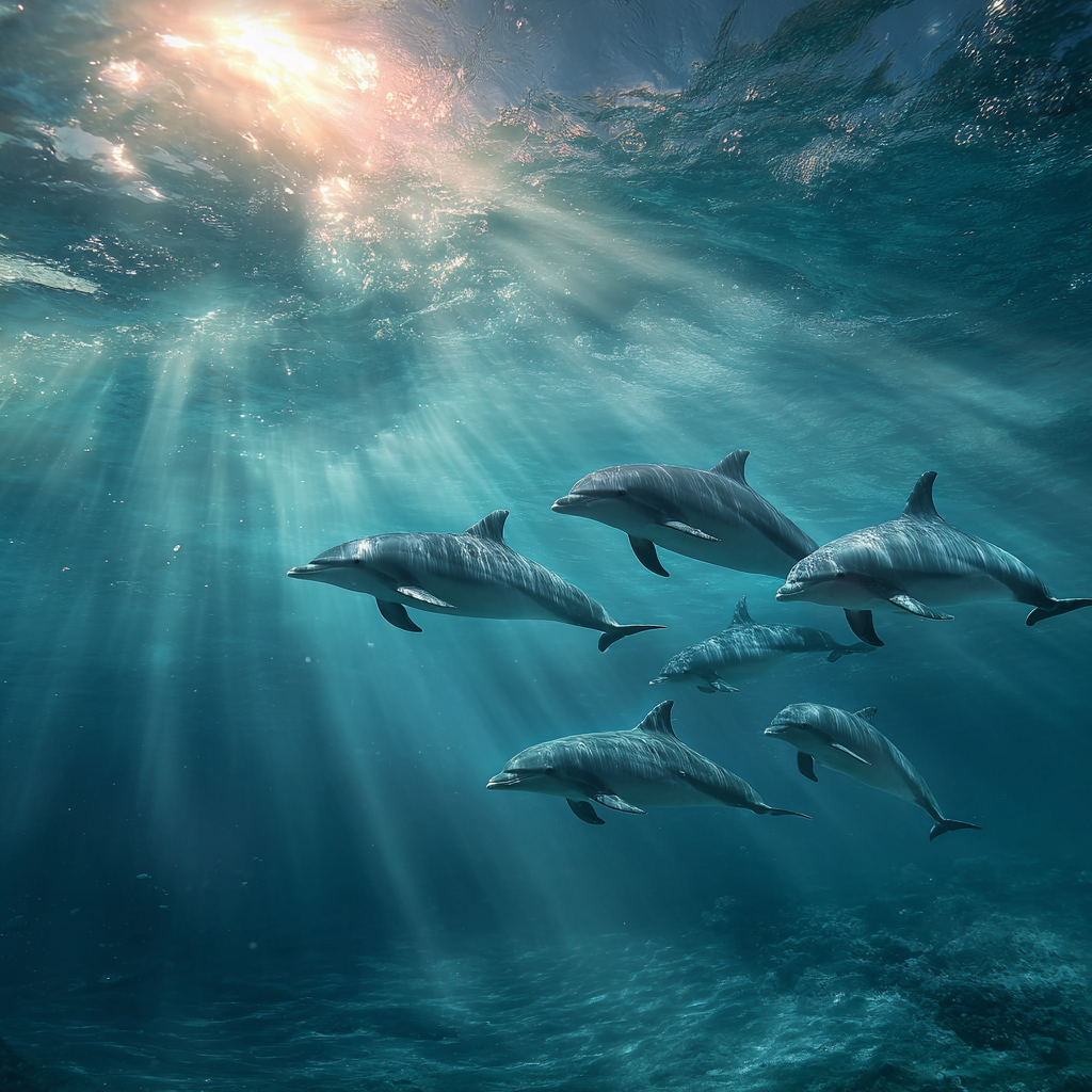 Meeres Delfine Unterwasser Lichtstrahlen | Meerestiere | Tiere