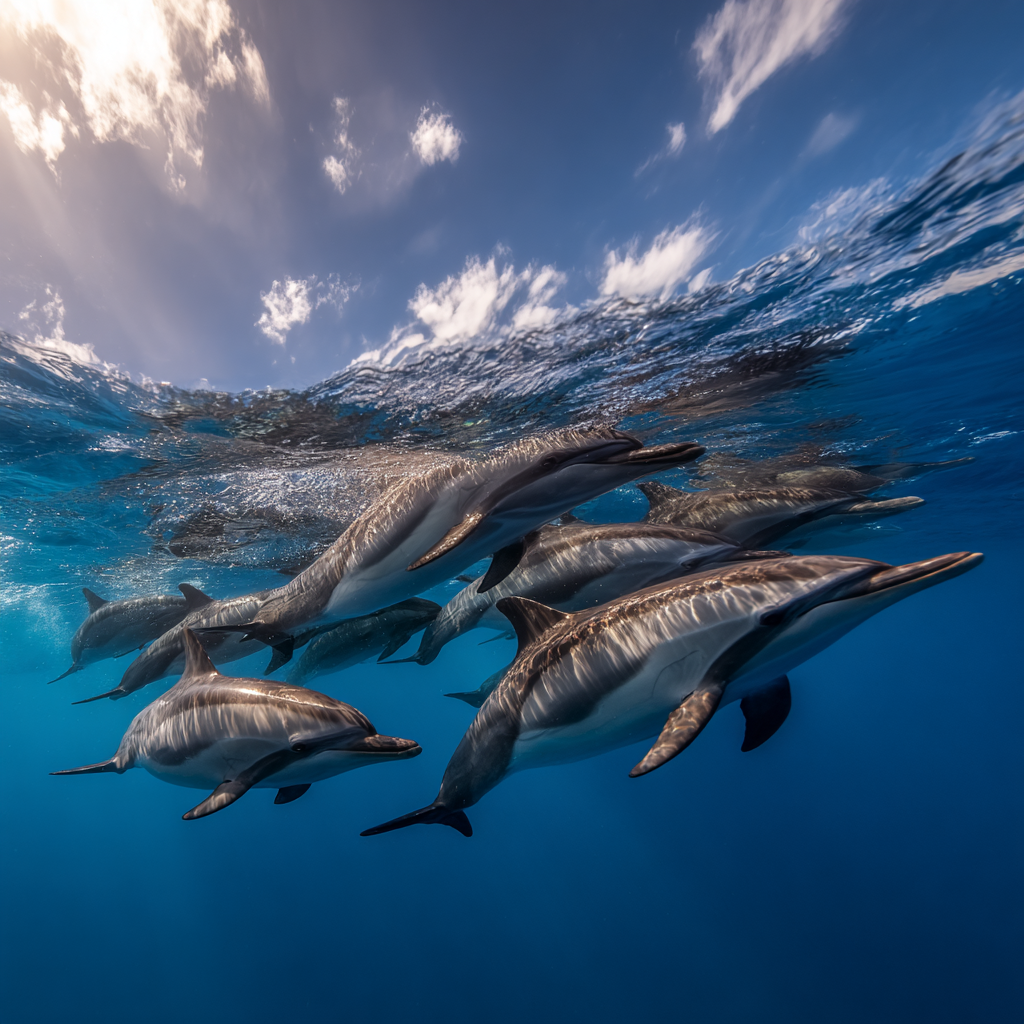 Meeres Delfine Im Klaren Blaün Meer Unter Sonnenlicht | Meerestiere | Tiere