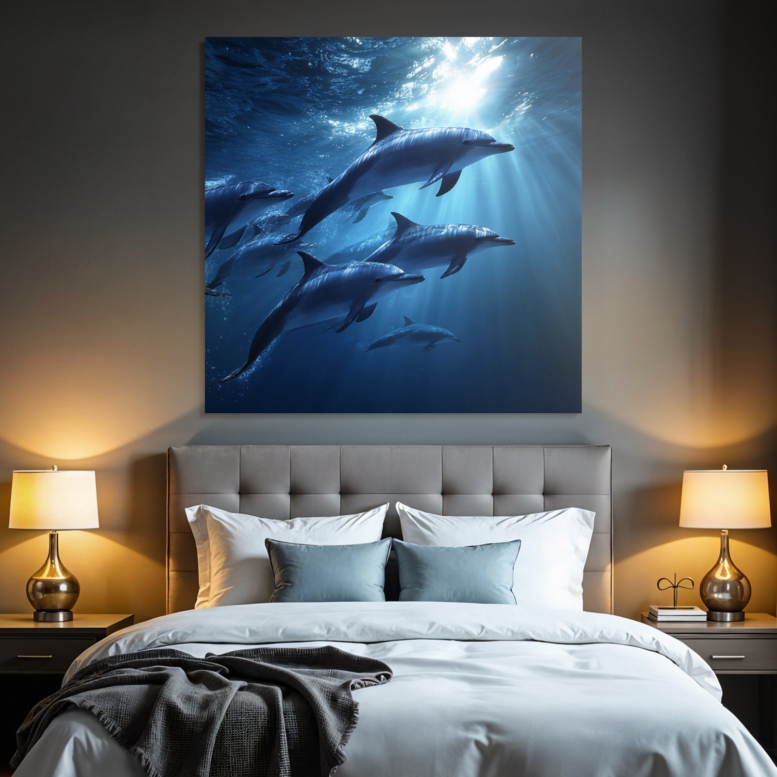 Meeres Delfine Im Unterwasser Mit Sonnenstrahlen