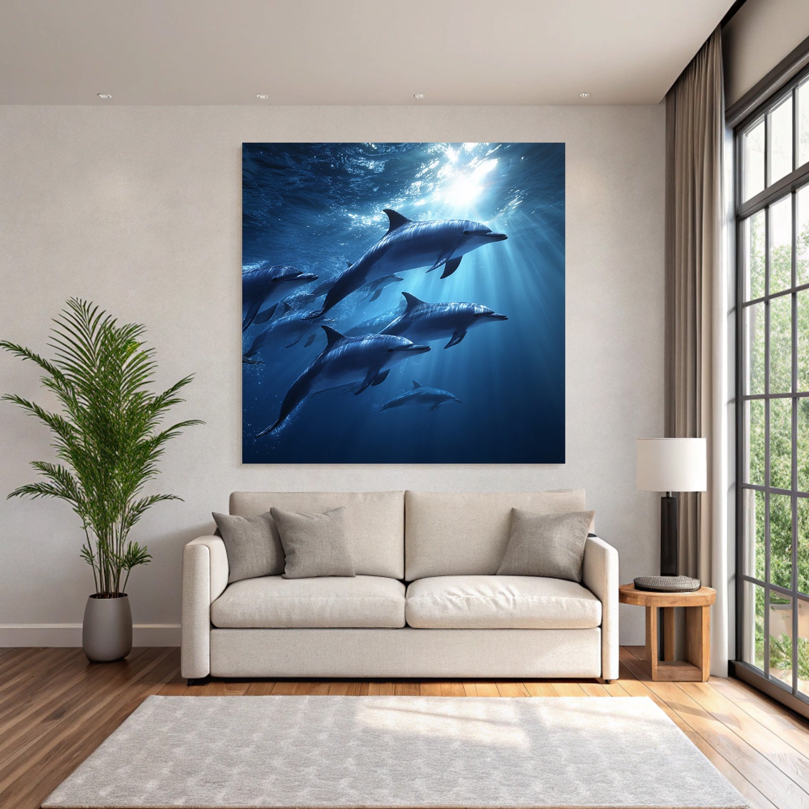 Meeres Delfine Im Unterwasser Mit Sonnenstrahlen