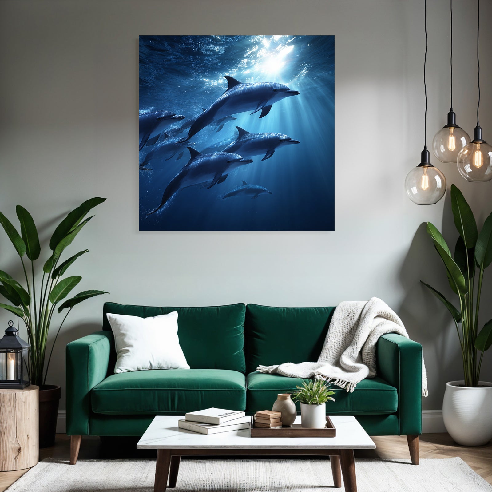 Meeres Delfine Im Unterwasser Mit Sonnenstrahlen