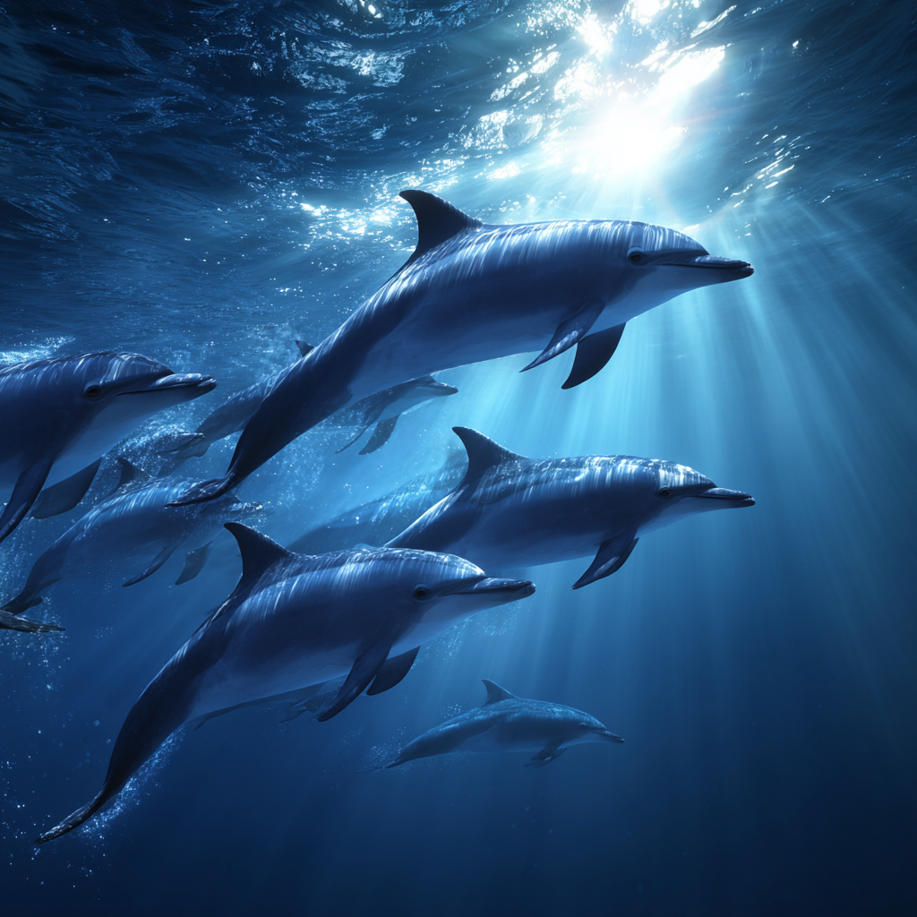 Meeres Delfine Im Unterwasser Mit Sonnenstrahlen | Meerestiere | Tiere