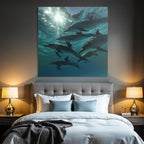 Meeres Delfine Im Wasser In Dynamischer Pose Mit Sonnenlicht