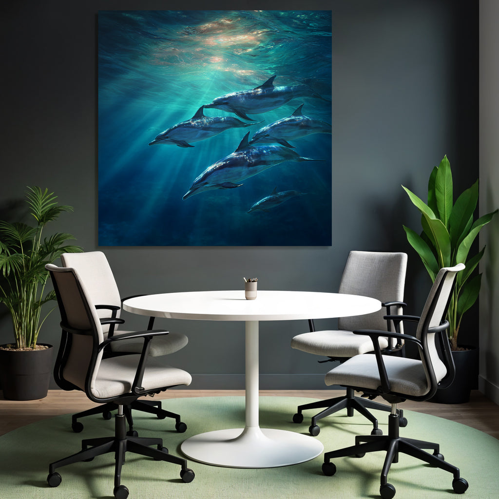 Meeres Delfine Im Wasser Lichtstrahlen Und Ruhe